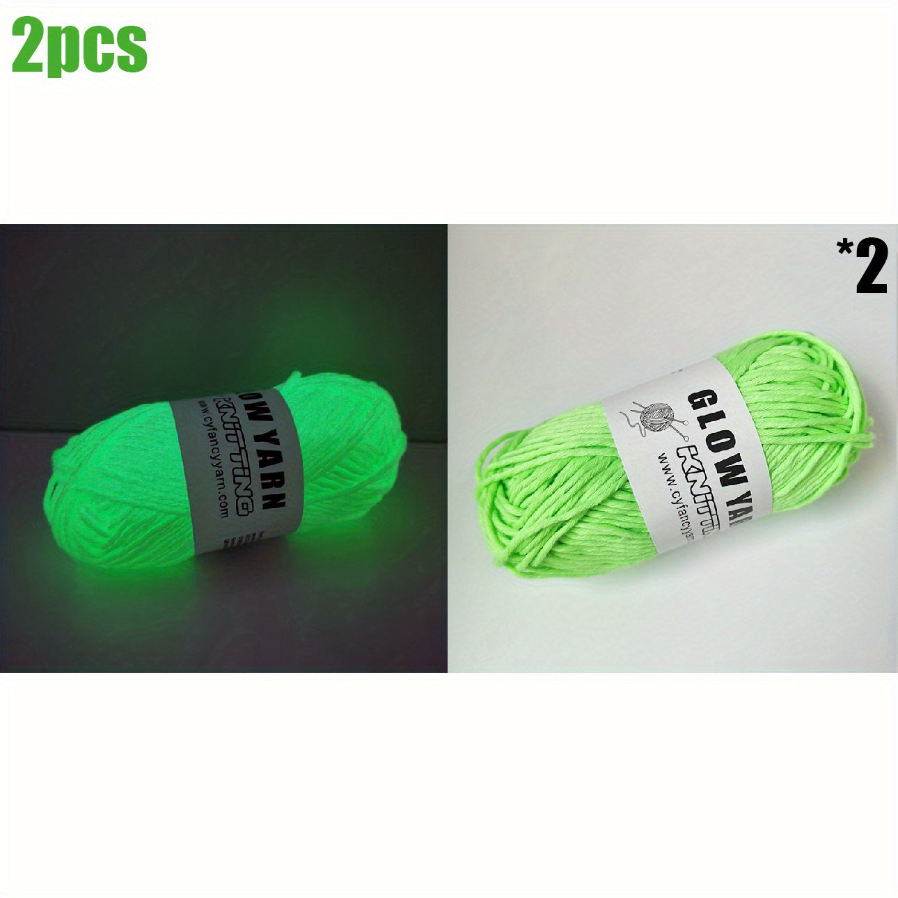 2pcs Glow in the dark Wool Soft Knitting Creative Material