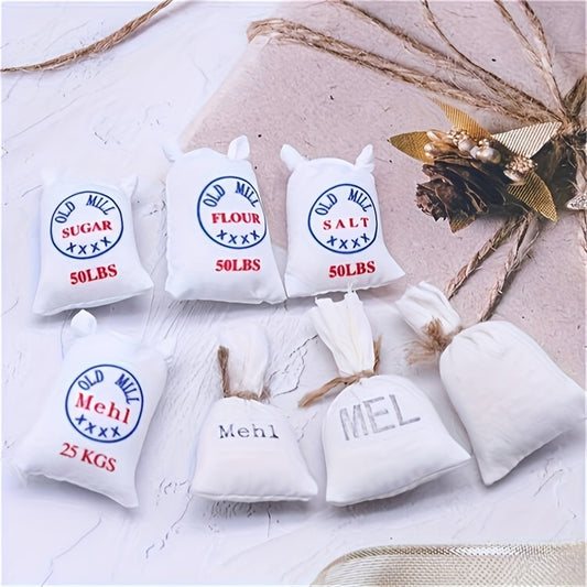 5-Pack Flour Sack Doll House Accessories Textile Kitchen Props