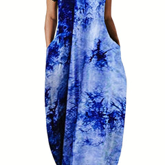  Tie Dye Maxi Cami Dress With Pockets