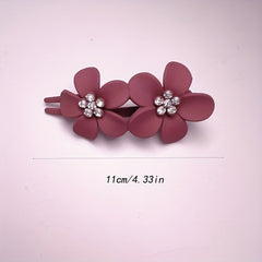 3pcs Frosted Flower Rhinestone Hair Claw for Dance Party