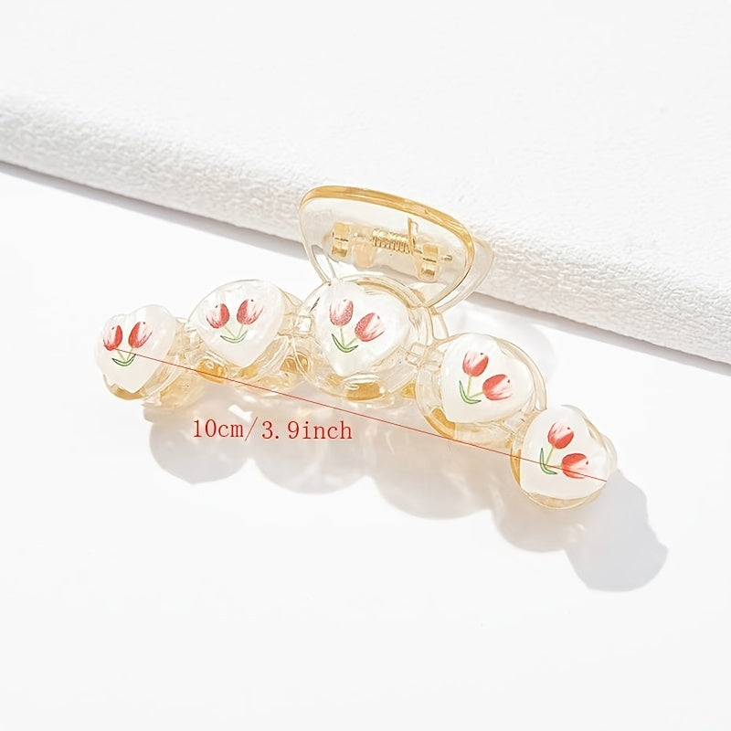 Tulip Flower Hair Claw Clip Non Slip Strong Hold Grip Hair Jaw Clip