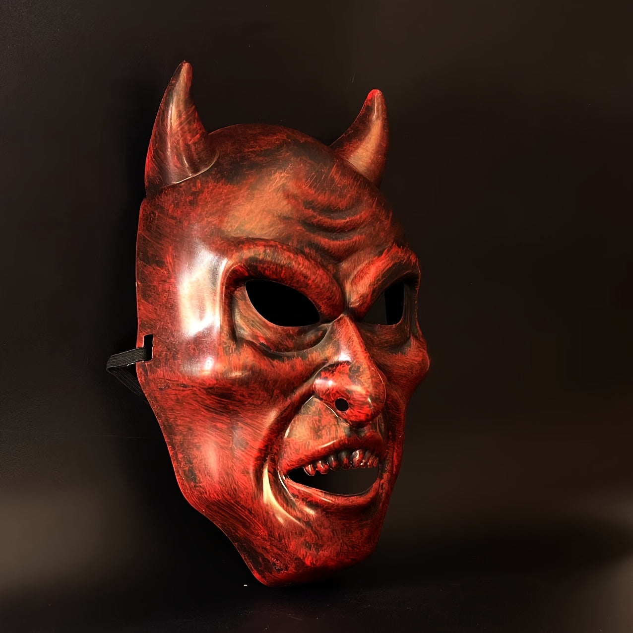 Spooky Red Devil Halloween Mask with Bloody Horns