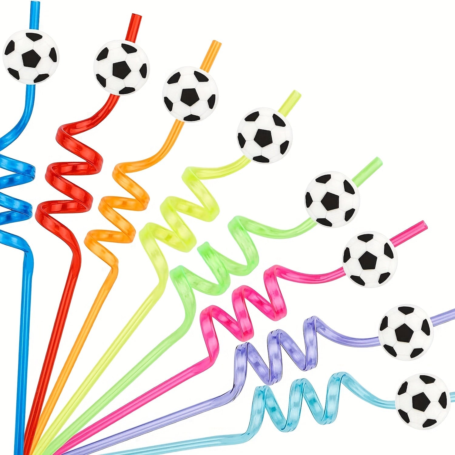 4pcs Soccer Party Straws Reusable Sports Supplies