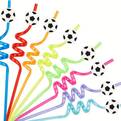 4pcs Soccer Party Straws Reusable Sports Supplies