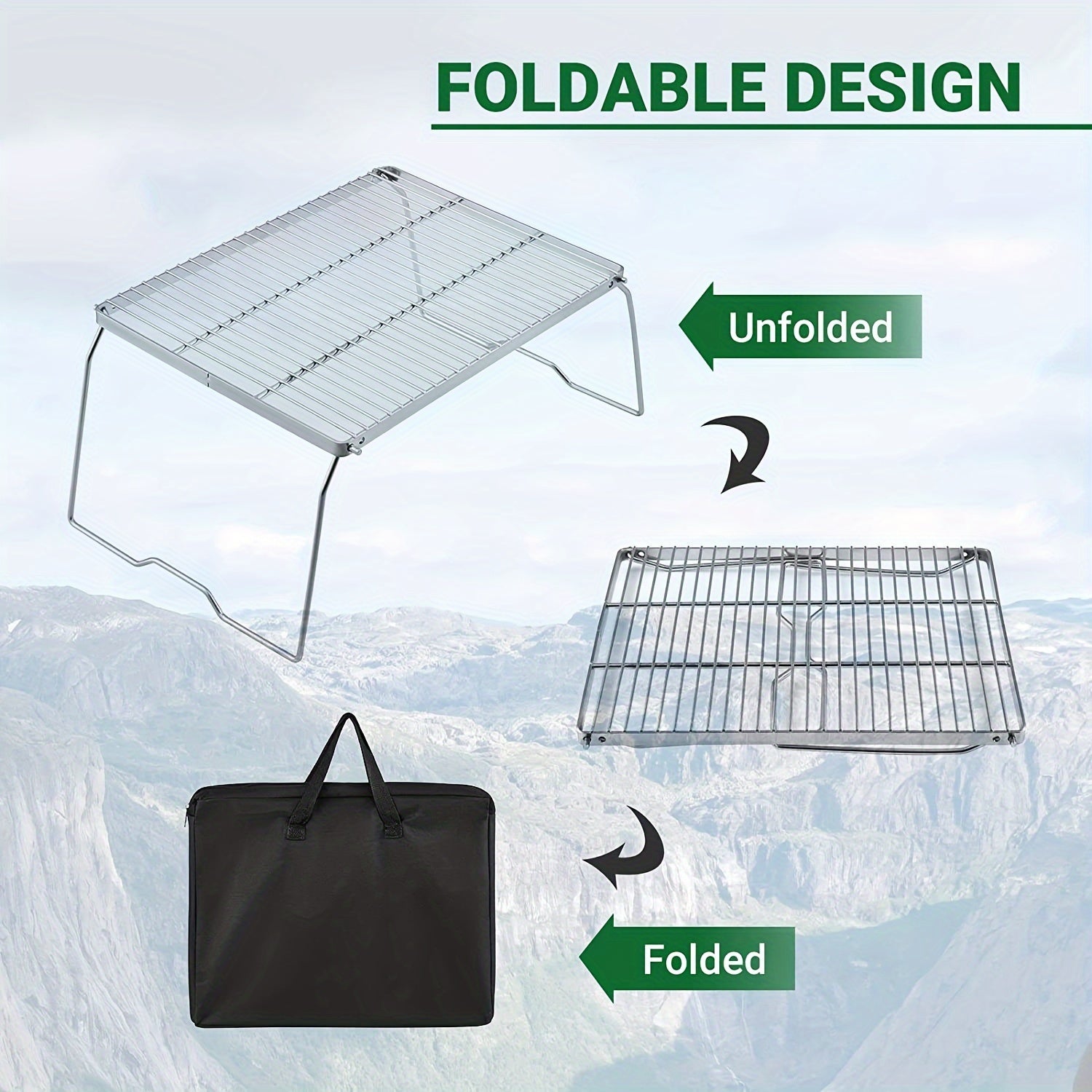 Stainless Steel Folding BBQ Grill Portable Camping Stove