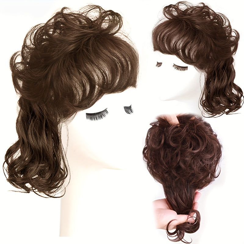 Wavy Curly Hairpieces Clip In Hair Extension Natural Brown