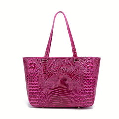 Crocodile Pattern Tote Bag Leather Shoulder Bag Satchel Purse
