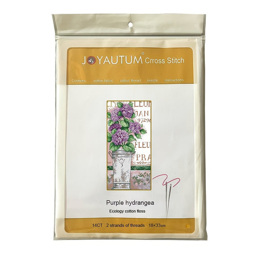 Purple Hydrangea Cross Stitch Kit For Beginners DIY Handwork