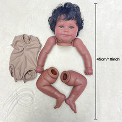 Dark Skin Reborn Doll Kits With Rooted Hair DIY Kit
