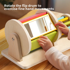Wooden Textile Drum Toy for Recognition Sensory Focus Hand Eye Coordination