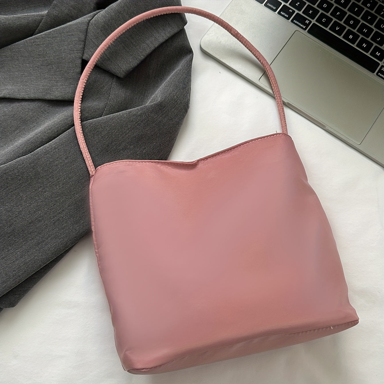 Pink Letter Embroidered Tote Bag Women's Handbag