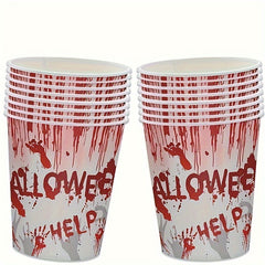24pcs Halloween Disposable Dinner Cup Party Dinnerware Set Props