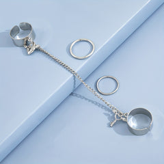 Tassel Ring Lock And Key Pendants Linked Chain Party Accessory