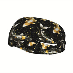 Koi Fish Sports Headband Sweat Wicking Breathable Polyester with Stars