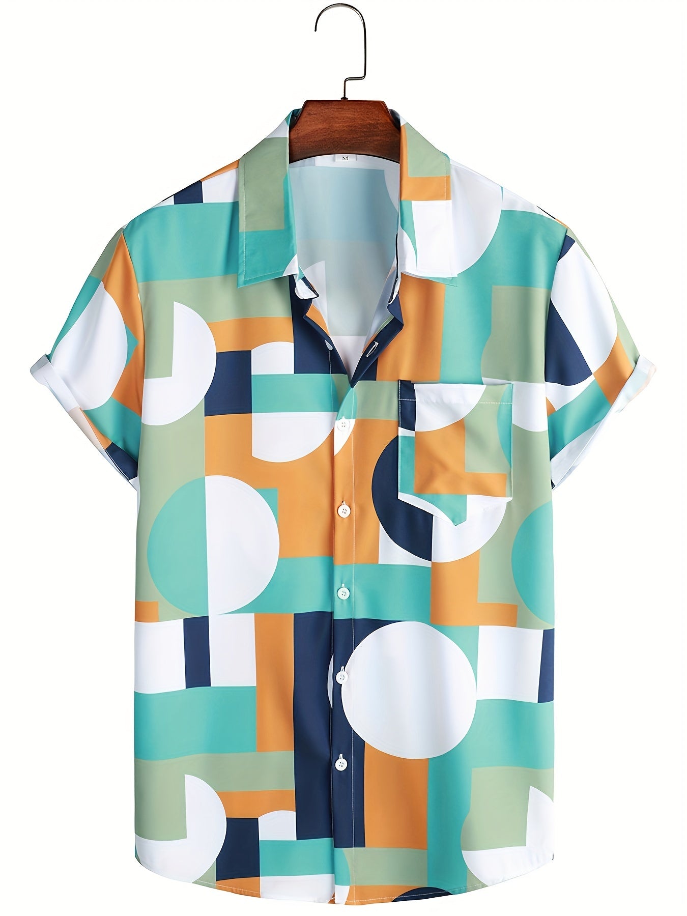 Men's Casual Square Pattern Short Sleeve T-shirt for Summer