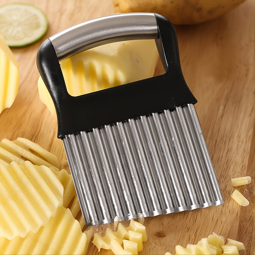 1pc Crinkle Cutter Wavy Chopper Stainless Steel Safe Kitchen Tools Shell Slicer