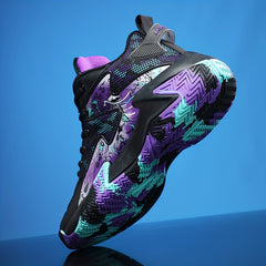 Men's Block Basketball Shoes Lace Up Sneakers
