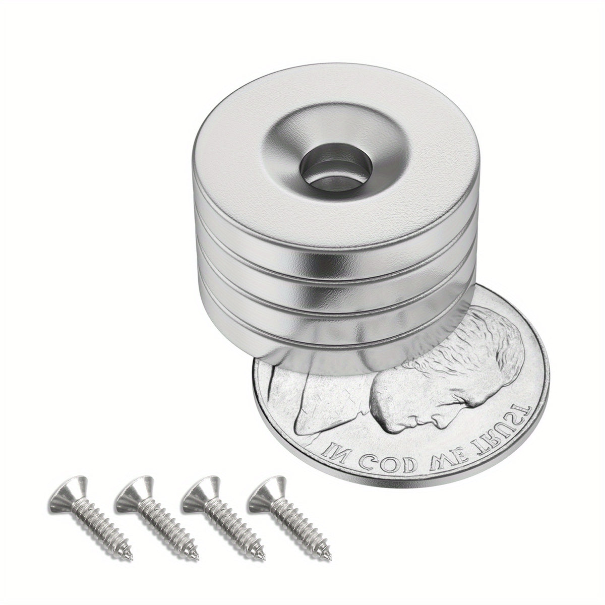 4pcs N35 NdFeB Magnets 20 X 3mm With 5mm Disc Hole Strong Rare Earth Magnets