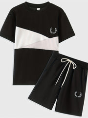 2pcs Boys Casual Print Tee & Shorts Set Summer Kids Clothing