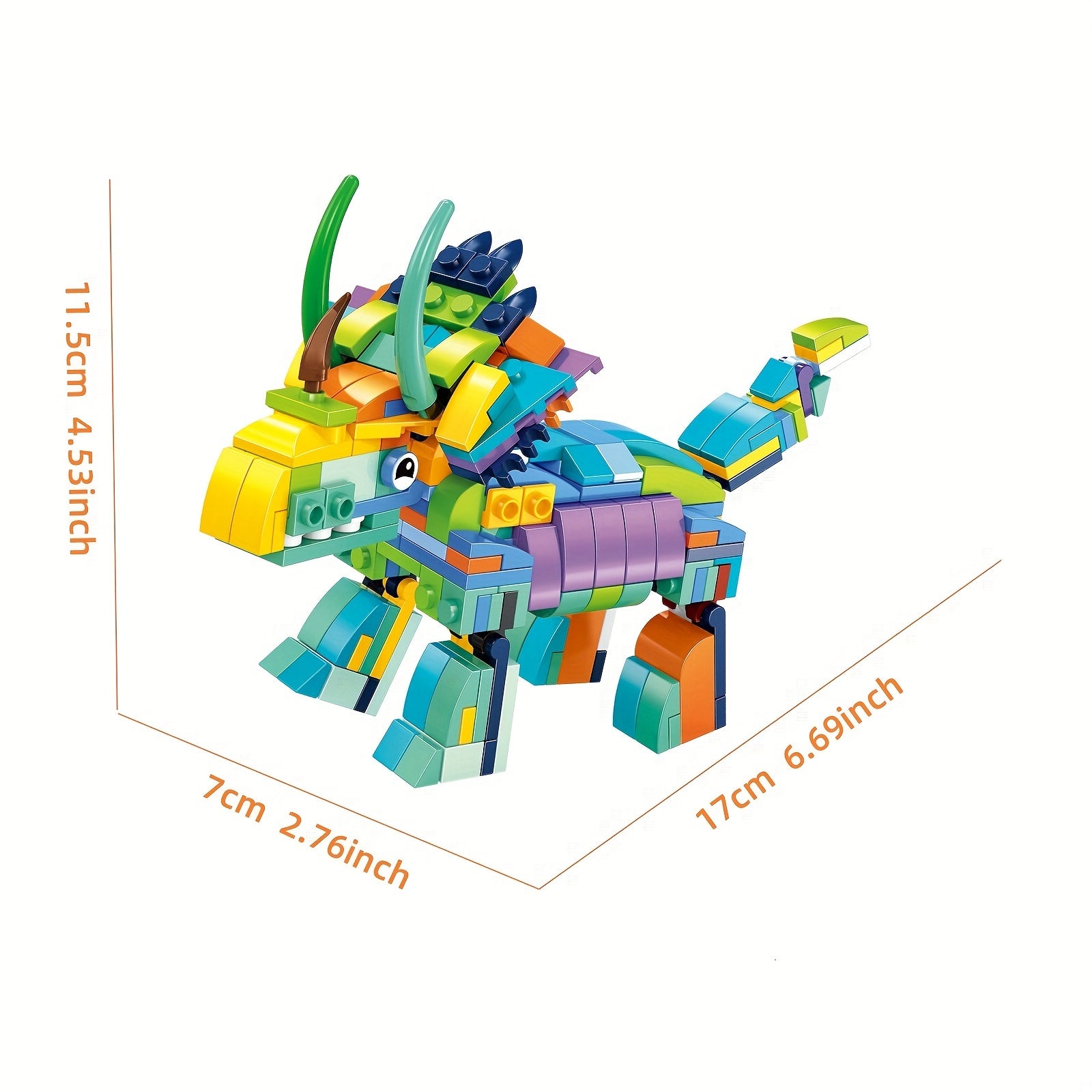6pcs Dino Blocks 407pcs Triceratops Toy Bricks Set Cartoon Animal Model Assembly
