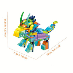 6pcs Dino Blocks 407pcs Triceratops Toy Bricks Set Cartoon Animal Model Assembly
