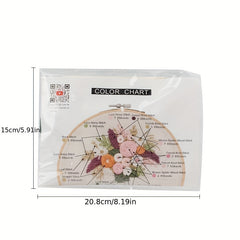 Flower Pattern Embroidery Kit for Beginners with Instructions