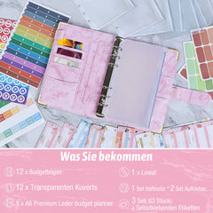 Budget Planner Binder A6 Faux Leather Marble Cover Financial Method Budget Book