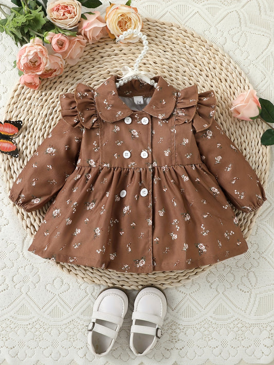 Baby Girl's Floral Print Dress for Spring/Autumn
