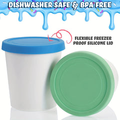 Ice Cream Containers with Silicone Lids 4pcs