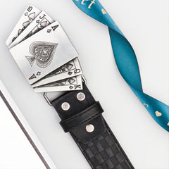 Men's PU Leather Floral Pattern Belt Gift For Father And Boyfriend