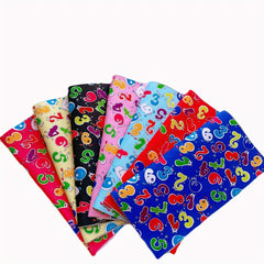 8pcs Number Theme Fabric Fat Quarter DIY Sewing Supplies