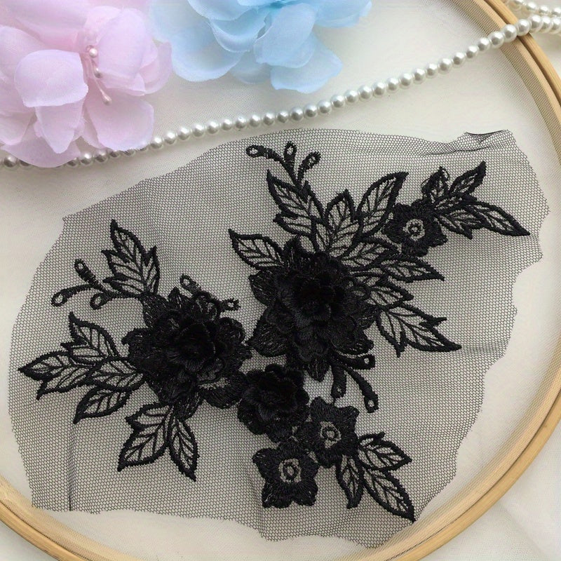 3D Flower Lace Applique Embroidered Material Trim For DIY Wedding Dress