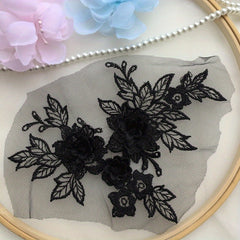 3D Flower Lace Applique Embroidered Material Trim For DIY Wedding Dress