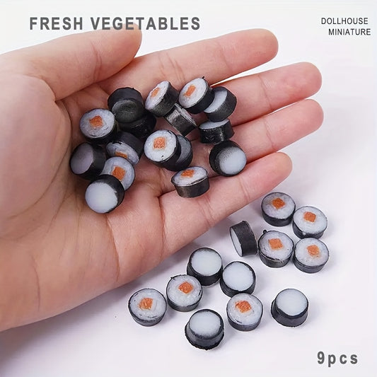 Mini Sushi Model Dollhouse Kitchen Accessories Round Nori Sushi DIY Food Toys