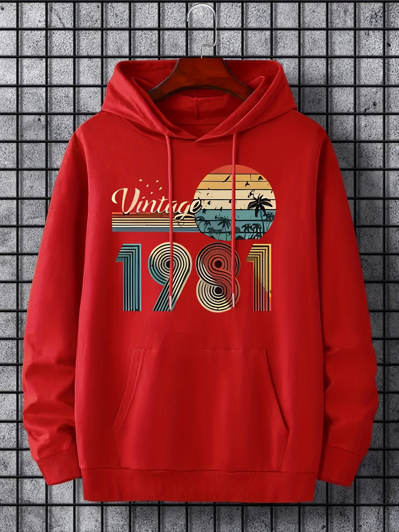 Vintage Graphic Print Hoodie Men's Pullover Hooded Sweatshirt