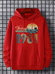 Vintage Graphic Print Hoodie Men's Pullover Hooded Sweatshirt