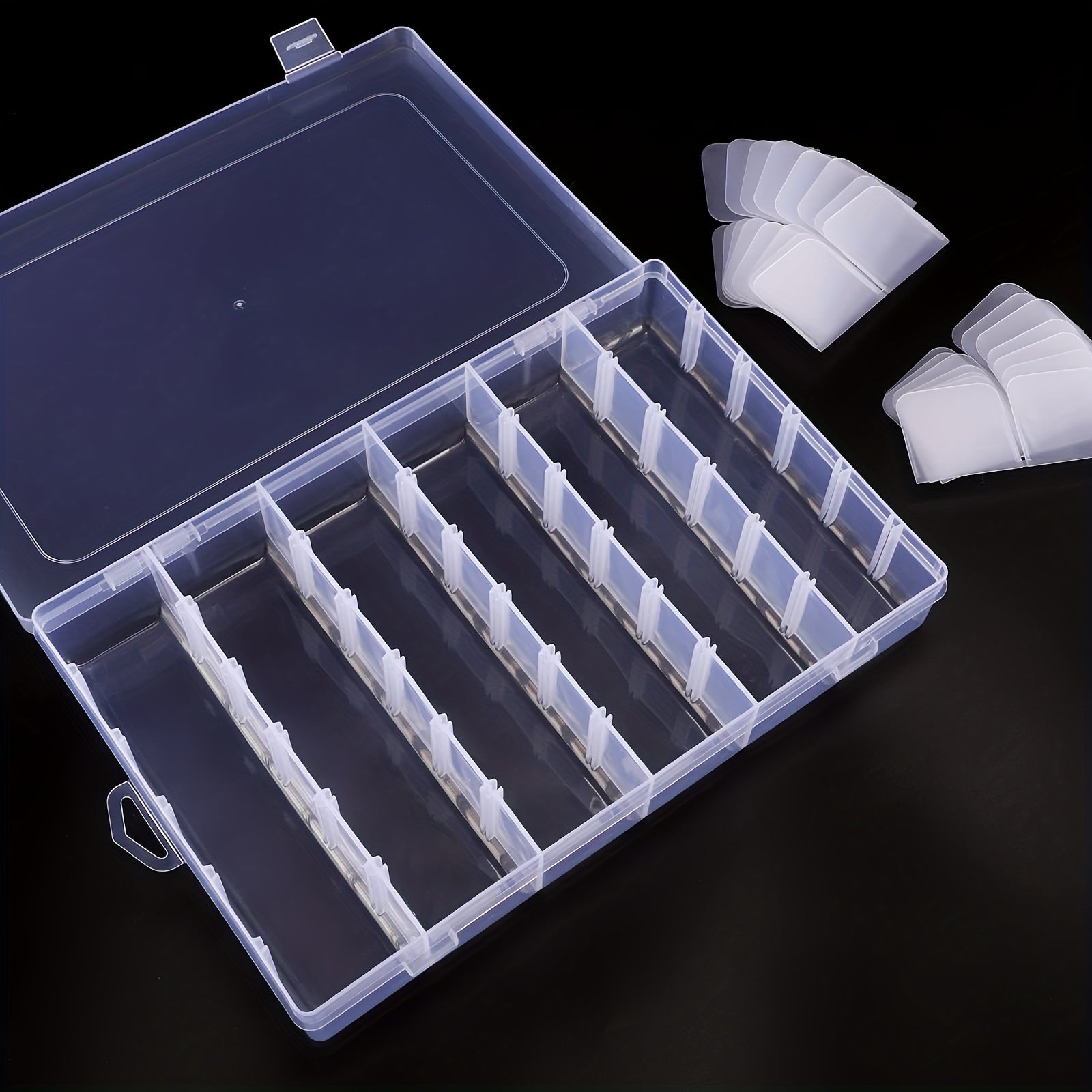 4 Packs 36 Grids Plastic Storage Box w/ Adjustable Partition & 400 Labels