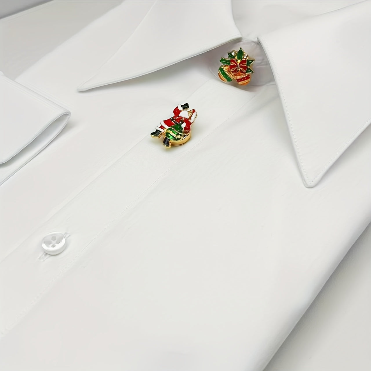 Stylish Santa Claus Shirts with Decorative Rhinestone Buttons