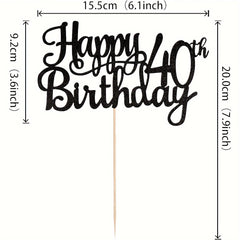 Happy 40th Birthday Cake Topper Glitter Cheers To 40 Years
