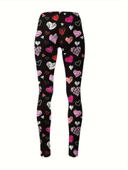 Heart Painting Graphic Leggings Girls Thick Leggings for Spring
