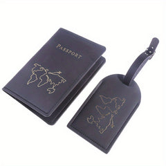 Map Pattern Passport Holder & Luggage Tag Set