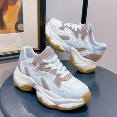 Non Slip Breathable Athletic Chunky Sneakers Lace Up Running Shoes