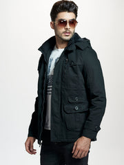 Men's Softshell Hooded Windbreaker Jacket with Pockets