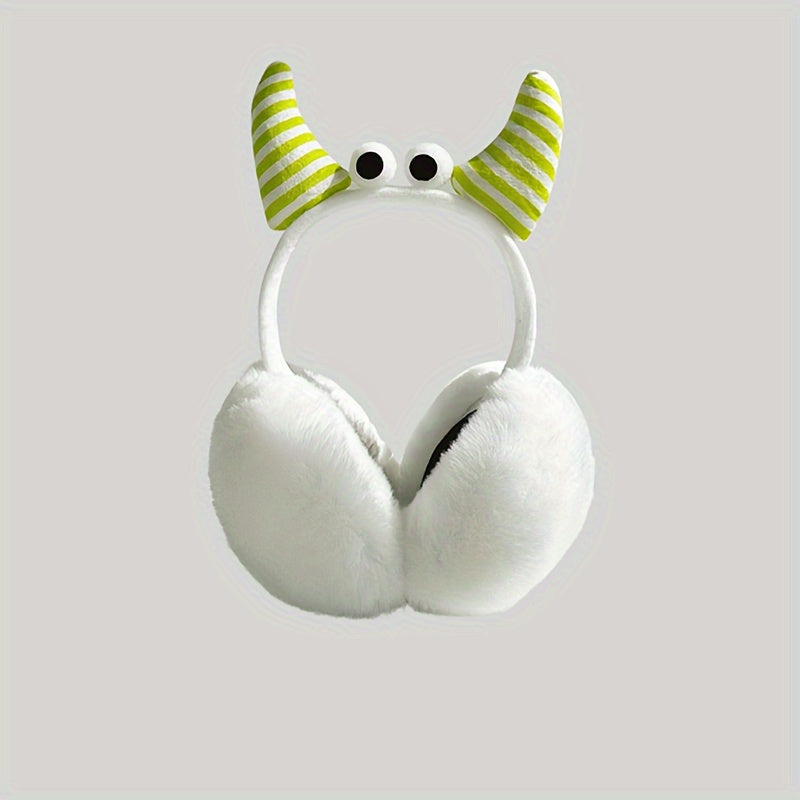 Cute Plush Earmuffs for Winter Cycling, Windproof and Warm