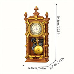 Vintage Clock Building Block Set with Pendulum and Clock Function