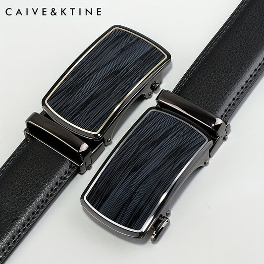 Caivektine Men's Cowhide Belt Business Casual Leather Belt Automatic Buckle