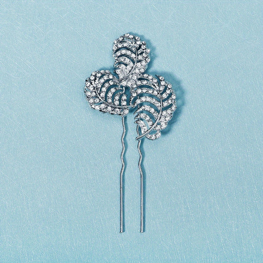 Bridal Rhinestone U Shaped Hairpin Hair Accessories Leaf Rhinestone Insert Pin