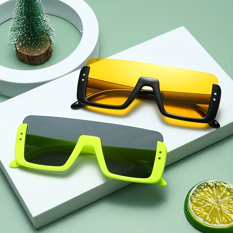 Half Frame Square Sunglasses Sun Protection Accessory for Summer Holiday