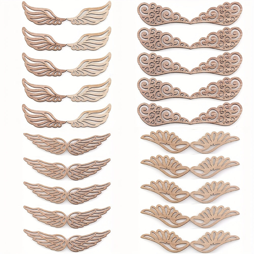 40pcs Wooden Angel Wings Cutouts DIY Hanging Pieces Crafts