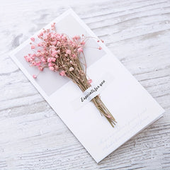 4pcs Gypsophila Dried Flower Cards for Birthday Thanksgiving Romantic Bouquet